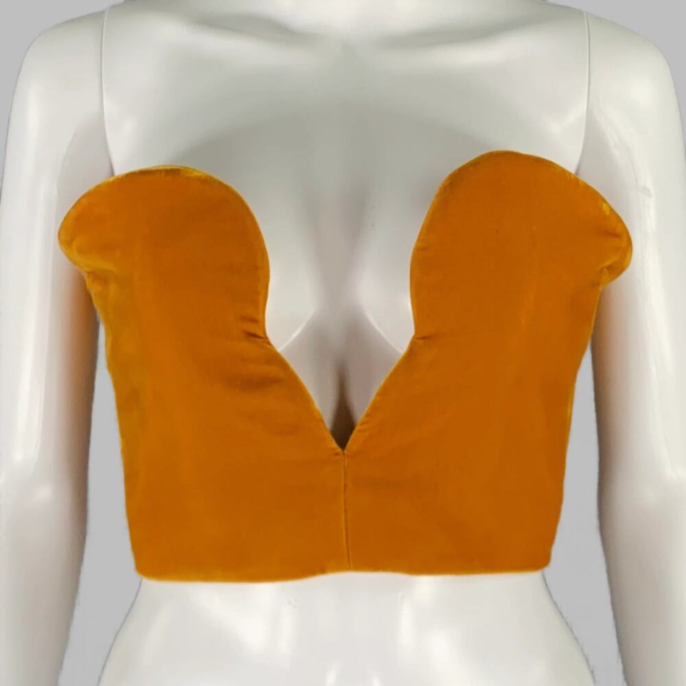 SAINT LAURENT 2021 Size 6 Orange Viscose Blend Corset Dress Top
